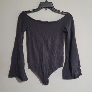 Express Charcoal Long Sleeve Bodysuit Sz S